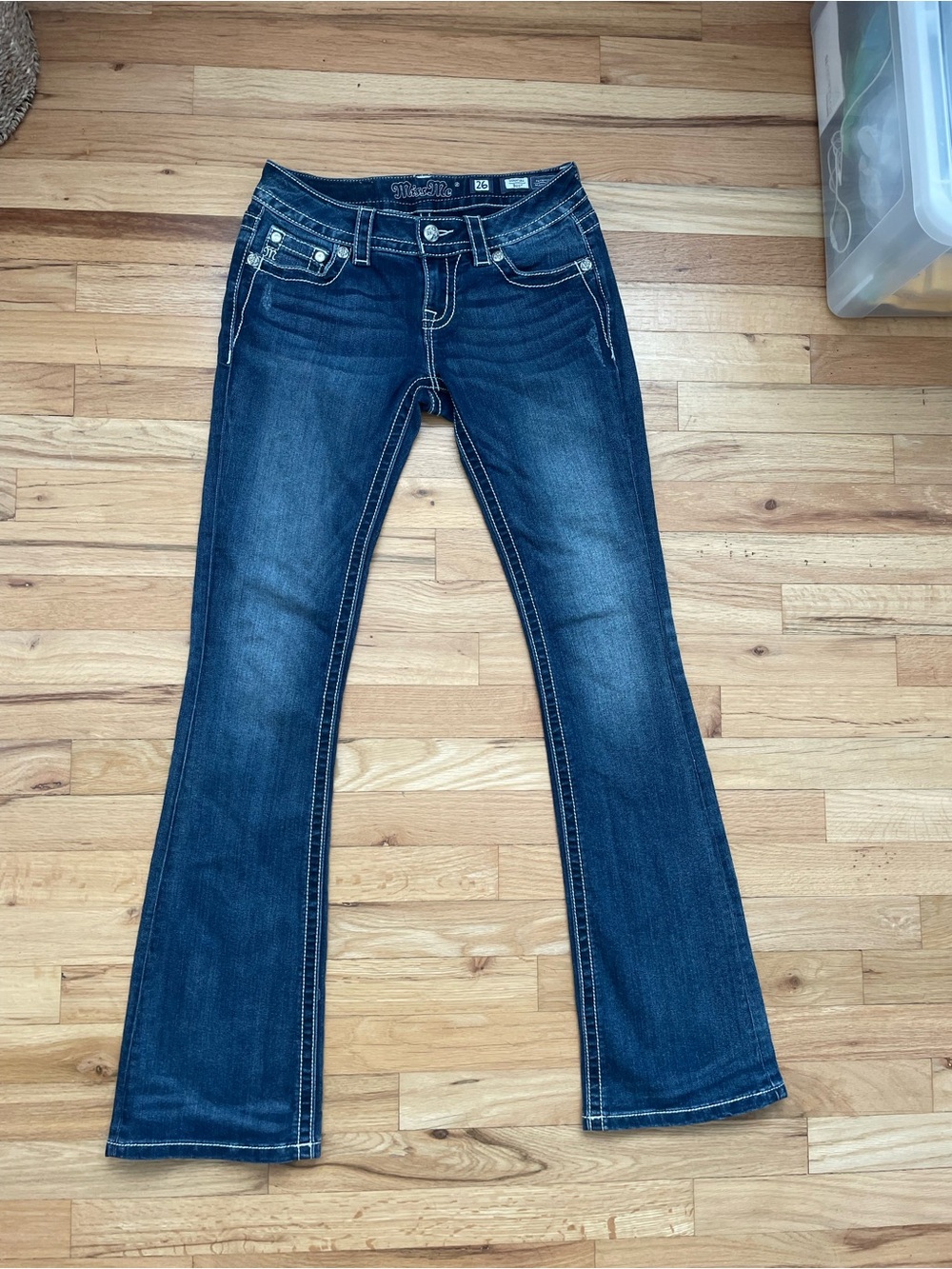 Miss Me Dark Blue Flare Jeans with Low Rise